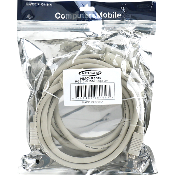NETmate NMC-R30G RGB 3+6 모니터 케이블 3m (베이지)