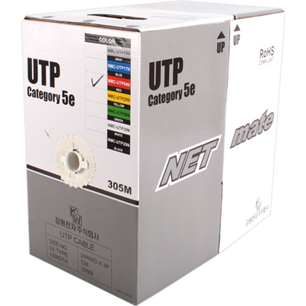 NETmate NMC-UTP04N CAT.5E UTP 케이블 305m (단선/레드)