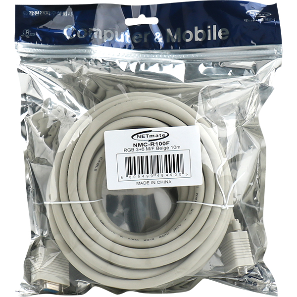 NETmate NMC-R100F RGB 3+6 모니터 연장 케이블 10m (베이지)