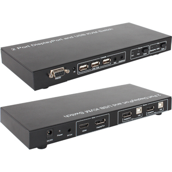 NETmate NM-DK02U DisplayPort KVM 2:1 스위치(USB/Audio/리모컨)