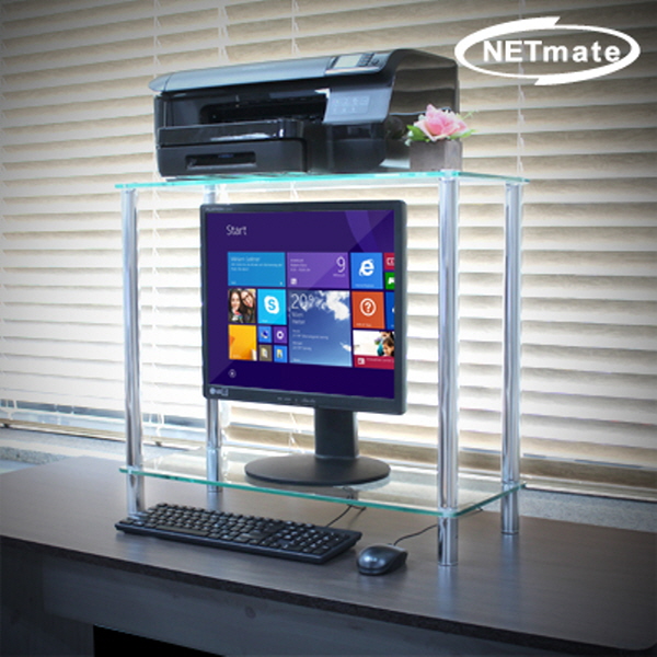 NETmate NM-GCD06 2단 다용도 강화유리 선반(클리어)