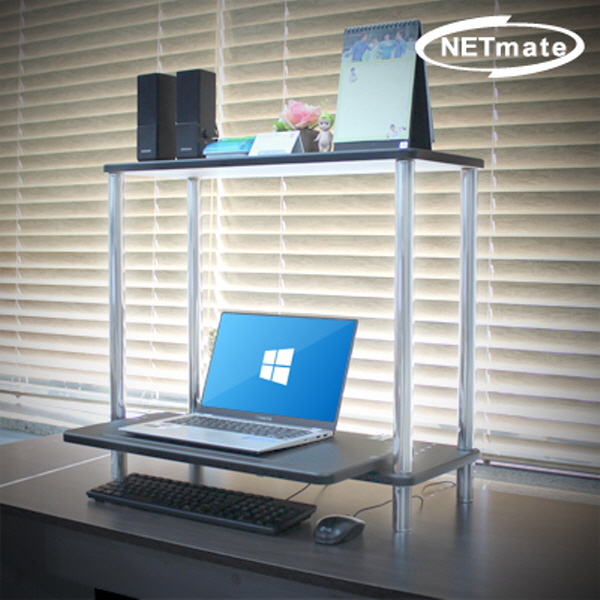 NETmate NM-GCD06B 2단 다용도 슬라이딩 선반(블랙)