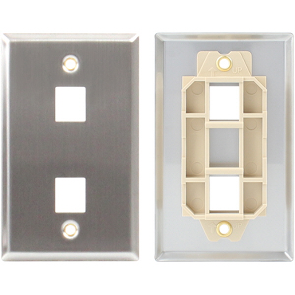 NETmate NM-SUF02 아울렛 2포트 스테인리스 페이스 플레이트