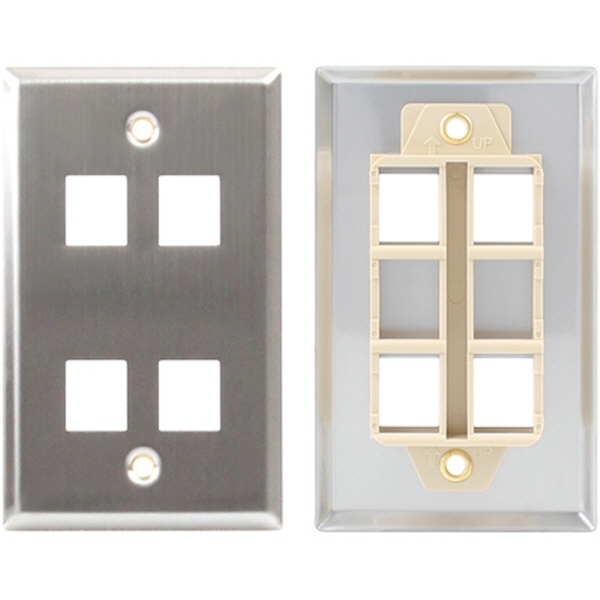 NETmate NM-SUF03 아울렛 4포트 스테인리스 페이스 플레이트