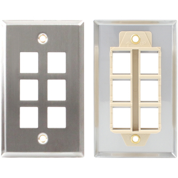 NETmate NM-SUF04 아울렛 6포트 스테인리스 페이스 플레이트