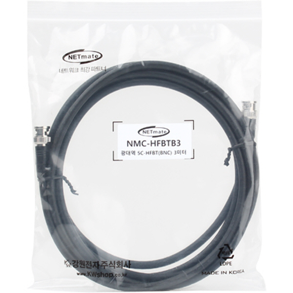 NETmate NMC-HFBTB3 5C-HFBT BNC-BNC 광대역 동축 케이블(연동선/4합/75Ω) 3m