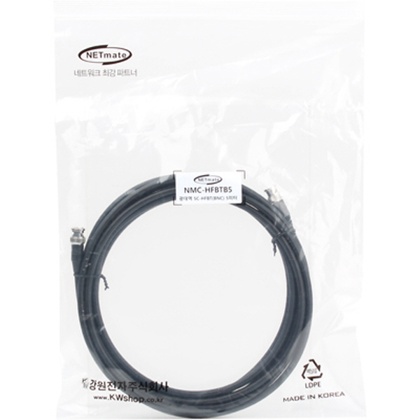 NETmate NMC-HFBTB5 5C-HFBT BNC-BNC 광대역 동축 케이블(연동선/4합/75Ω) 5m