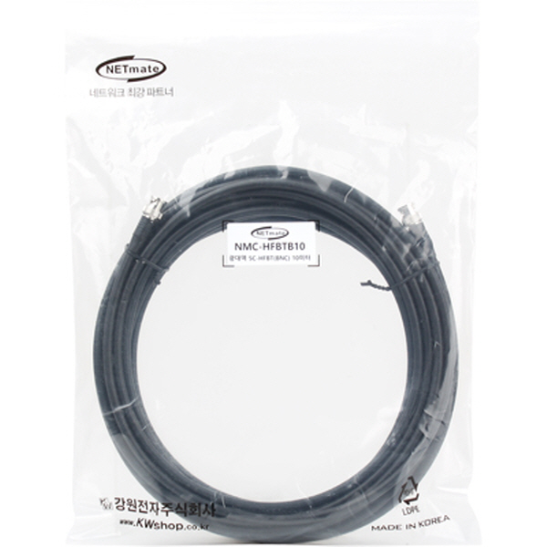 NETmate NMC-HFBTB10 5C-HFBT BNC-BNC 광대역 동축 케이블(연동선/4합/75Ω) 10m