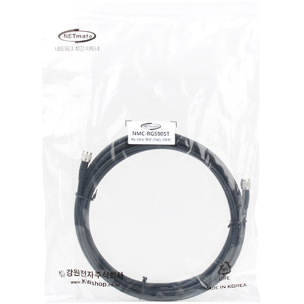 NETmate NMC-RG5905T RG-59 TNC-TNC 고주파 동축 케이블(주석도금 연동선/6합/75Ω) 5m
