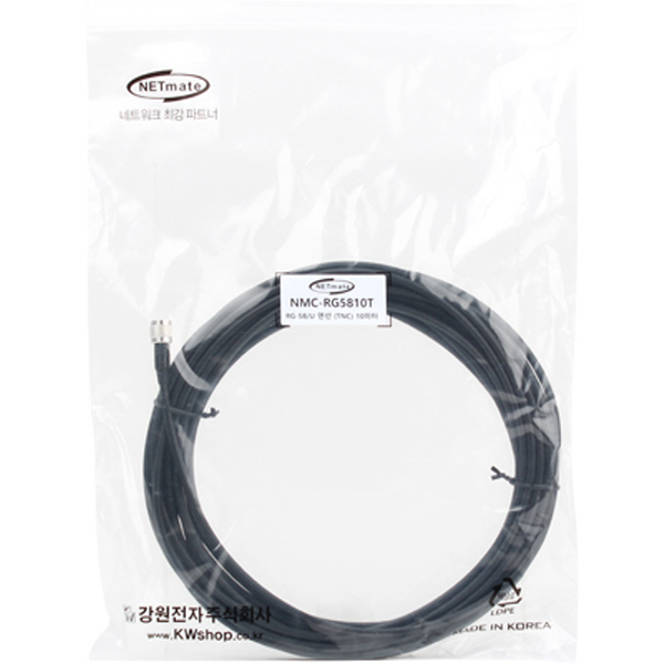 NETmate NMC-RG5810T RG-58 TNC-TNC 고주파 동축 케이블(주석도금 연동선/5합/50Ω) 10m