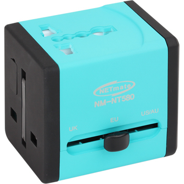 NETmate NM-NT580 해외여행용 USB 충전 멀티 플러그(US, EU, AU, UK, USB 2포트)