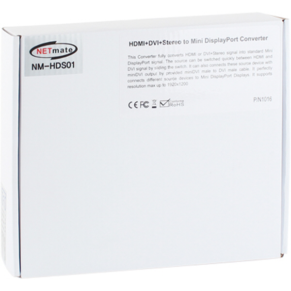 NETmate NM-HDS01 HDMI/DVI to Mini DisplayPort 컨버터