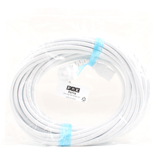 PnK P077A 220V 전용 3구 AC 파워 케이블 15m (화이트)