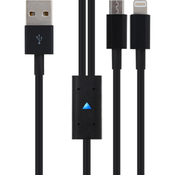NETmate NMC-UL02BL 마이크로 5핀 & A사 8핀 멀티 충전 케이블 2m(블랙/2 in 1)