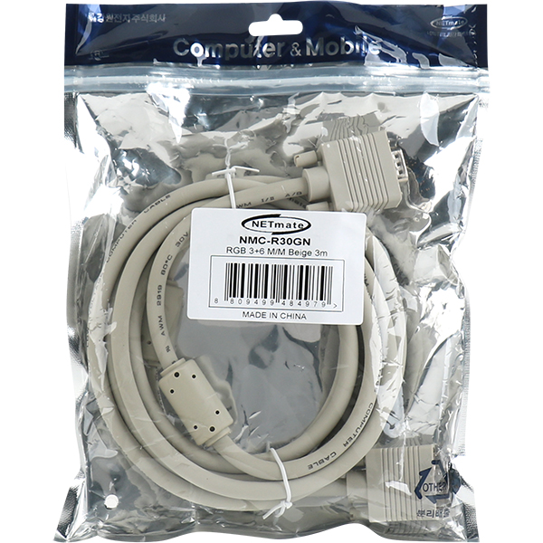 NETmate NMC-R30GN RGB 3+6 모니터 케이블 3m (베이지)