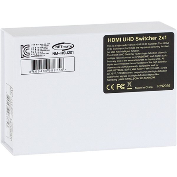 NETmate NM-HSU201 4K 60Hz HDMI 2.0 2:1 선택기