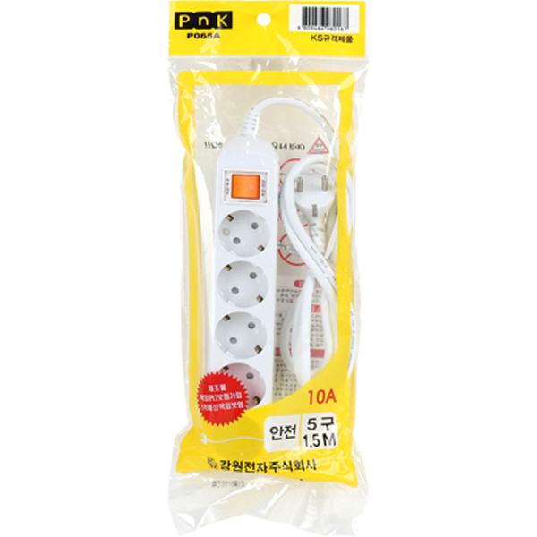 PnK P065A 안전 멀티탭 5구 접지 1.5m (10A)