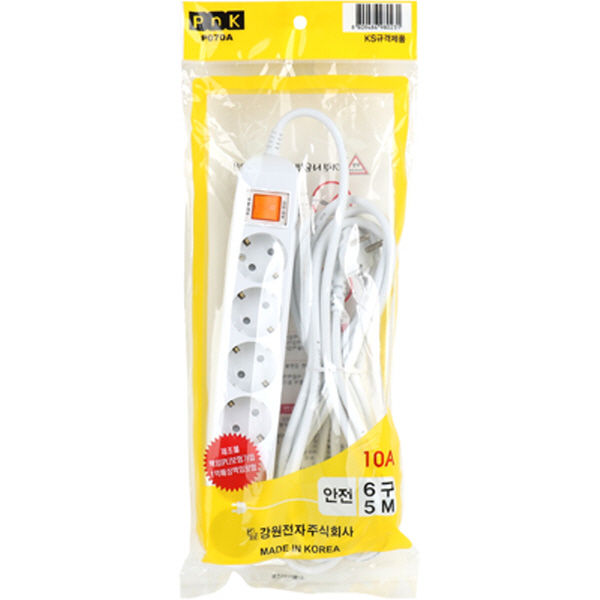PnK P070A 안전 멀티탭 6구 접지 5m (10A)