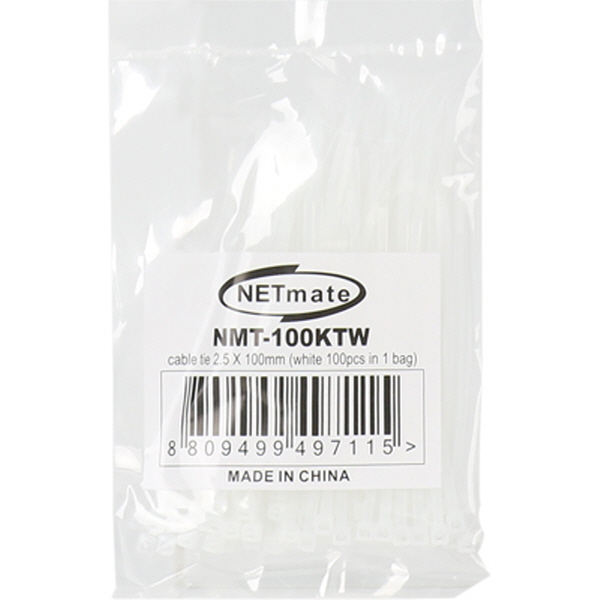 NETmate NMT-100KTW 2.5x100mm 케이블 타이 (화이트/100EA)