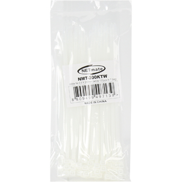 NETmate NMT-200KTW 4.8x200mm 케이블 타이 (화이트/100EA)