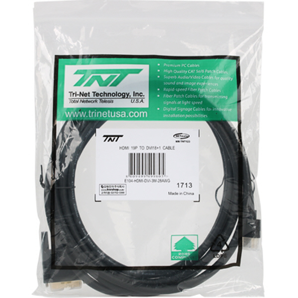 TNT NM-TNT123 HDMI 1.4 락킹 to DVI 케이블 3m