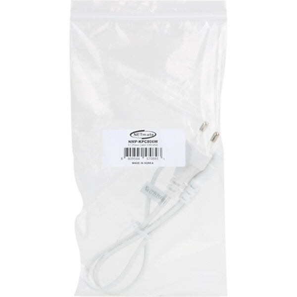 Netmate NMP-KPC806W 220V 전용 2구(8자) AC 파워 케이블 0.6m(화이트)