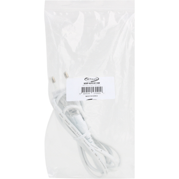 Netmate NMP-KPC813W 220V 전용 2구(8자) AC 파워 케이블 1.3m(화이트)
