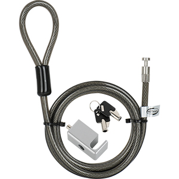 NETmate NM-SLL08M 컴퓨터 도난방지 와이어 잠금장치(키 타입/Ø6.0mm/1.8m)