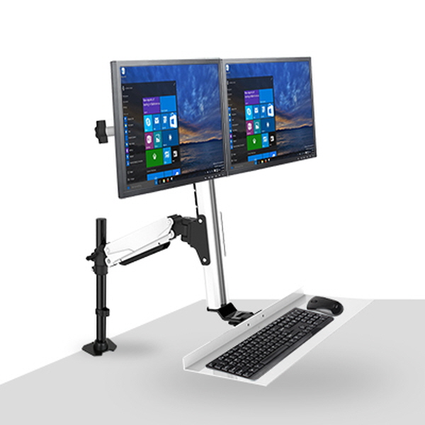 NETmate NMA-VMW12 2단 관절형 듀얼 모니터 스탠딩 거치대(기계식/가스스프링/10+1kg)