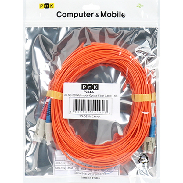 PnK P364A 광점퍼코드 LC-SC-2C-멀티모드 15m