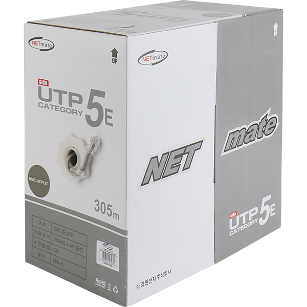 NETmate NMC-UTP15T CAT.5E UTP 케이블 305m (단선/그레이)