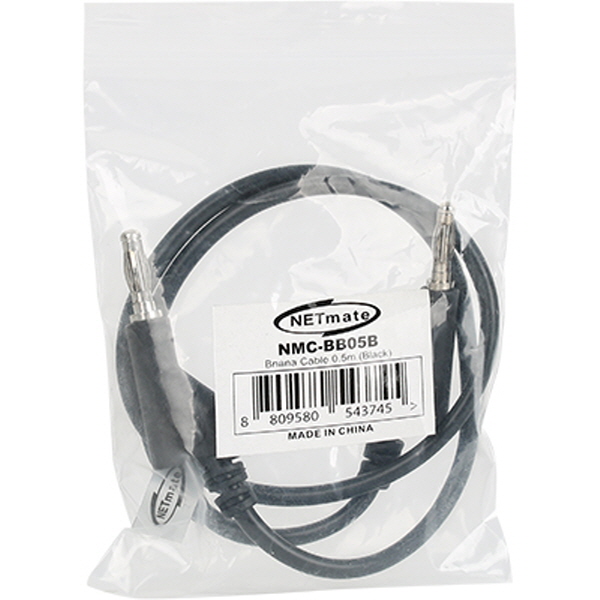 NETmate NMC-BB05B 바나나 플러그/잭 케이블 0.5m (블랙)
