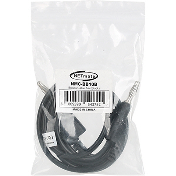 NETmate NMC-BB10B 바나나 플러그/잭 케이블 1m (블랙)