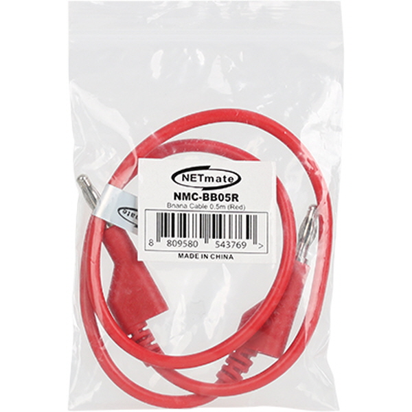 NETmate NMC-BB05R 바나나 플러그/잭 케이블 0.5m (레드)