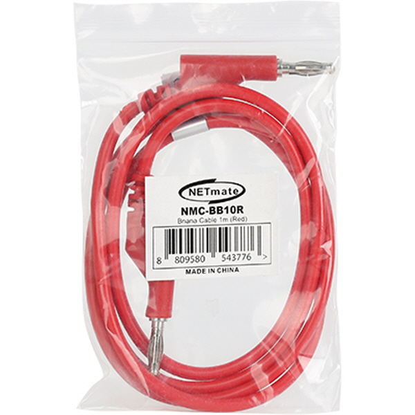 NETmate NMC-BB10R 바나나 플러그/잭 케이블 1m (레드)
