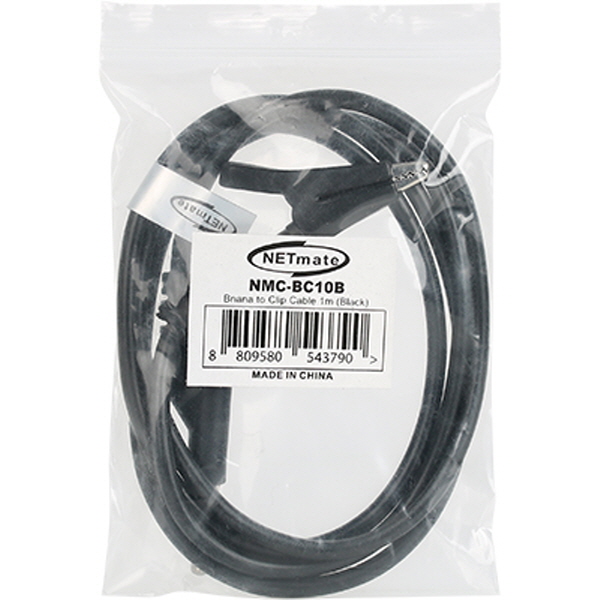 NETmate NMC-BC10B 바나나 플러그/잭 - 악어 클립 케이블 1m (블랙)