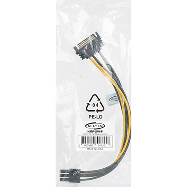 NETmate NMP-SV6P SATA 파워 15핀 to PCI-E 6핀 전원 케이블