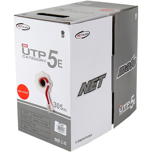 NETmate NMC-UTP04T CAT.5E UTP 케이블 305m (단선/레드)