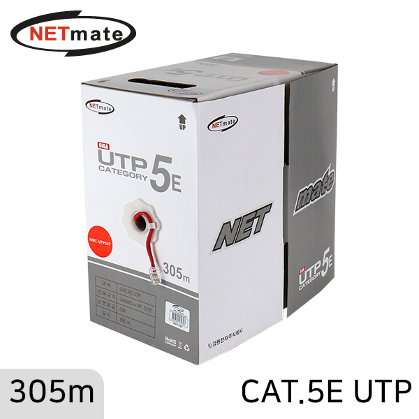 NETmate NMC-UTP04T CAT.5E UTP 케이블 305m (단선/레드)
