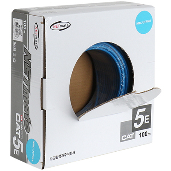 NETmate NMC-UTP06T CAT.5E UTP 케이블 100m (단선/블루)