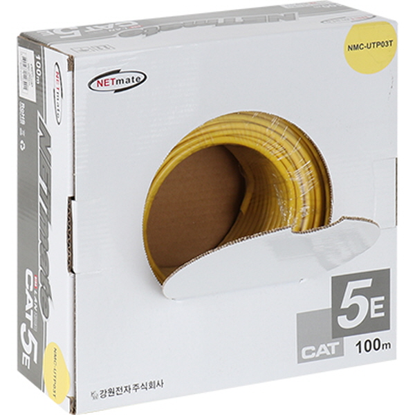 NETmate NMC-UTP03T CAT.5E UTP 케이블 100m (단선/옐로우)