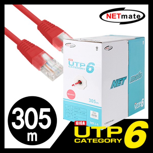 NETmate NMC-UTP27T CAT.6 UTP 케이블 305m (단선/레드)