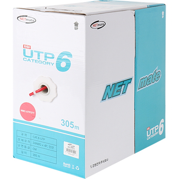 NETmate NMC-UTP27T CAT.6 UTP 케이블 305m (단선/레드)