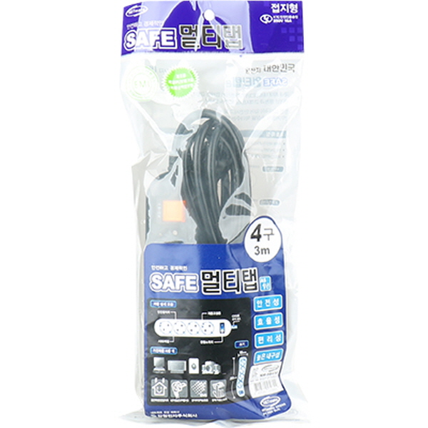 SAFE 멀티탭 NM-SB430 4구 접지 3m (블랙)