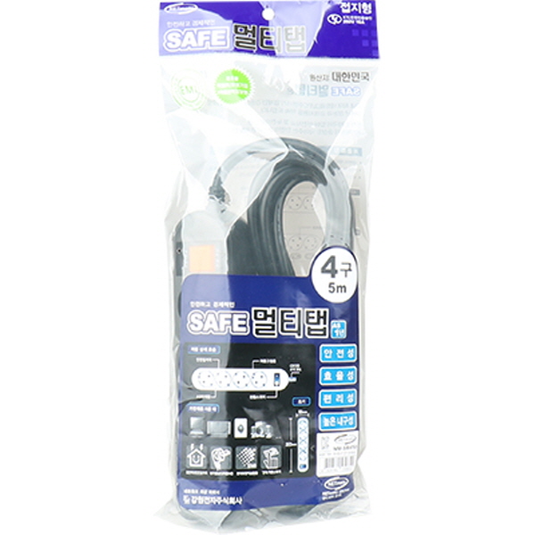 SAFE 멀티탭 NM-SB450 4구 접지 5m (블랙)