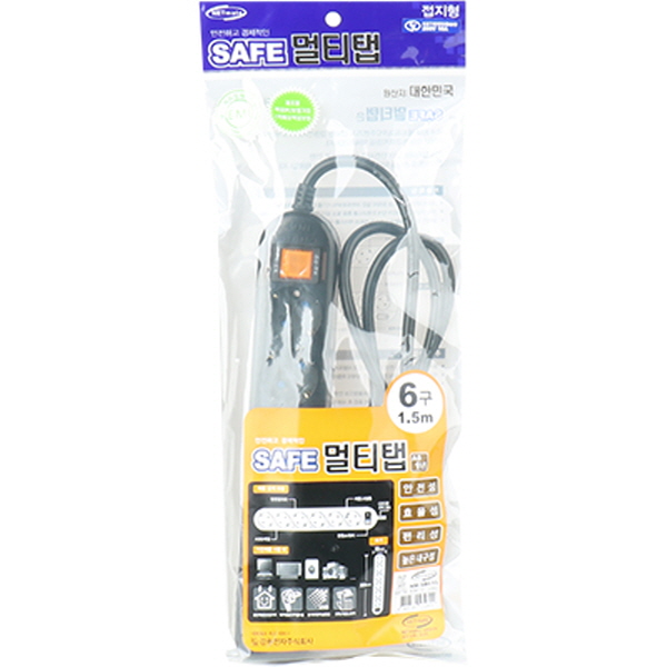 SAFE 멀티탭 NM-SB615 6구 접지 1.5m (블랙)