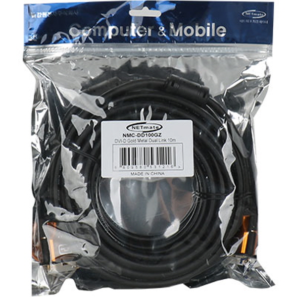 NETmate NMC-DD100GZ DVI-D 듀얼 Gold Metal 케이블 10m