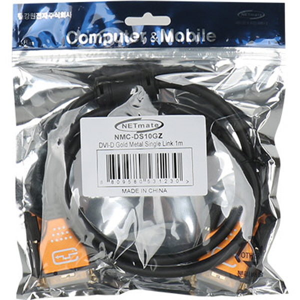 NETmate NMC-DS10GZ DVI-D 싱글 Gold Metal 케이블 1m
