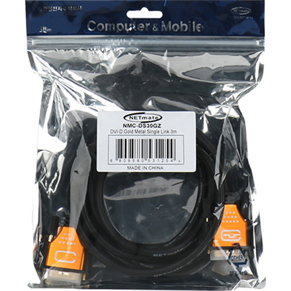 NETmate NMC-DS30GZ DVI-D 싱글 Gold Metal 케이블 3m