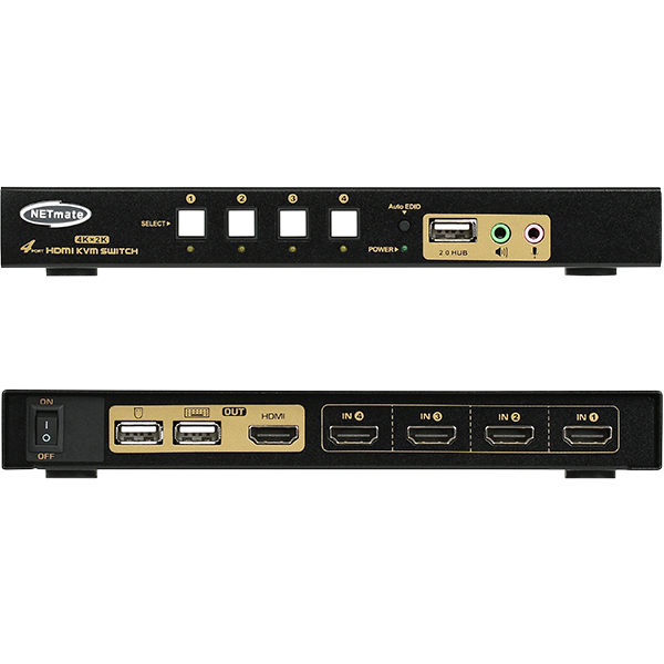 NETmate NM-HKD04C 4K 지원 HDMI KVM 4:1 스위치(USB/케이블 포함)